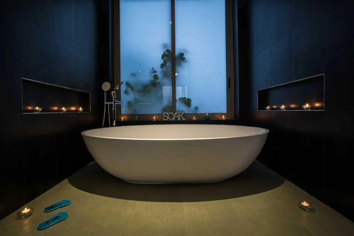 Ensuite Bathroom featuring Lovers Pod Bath